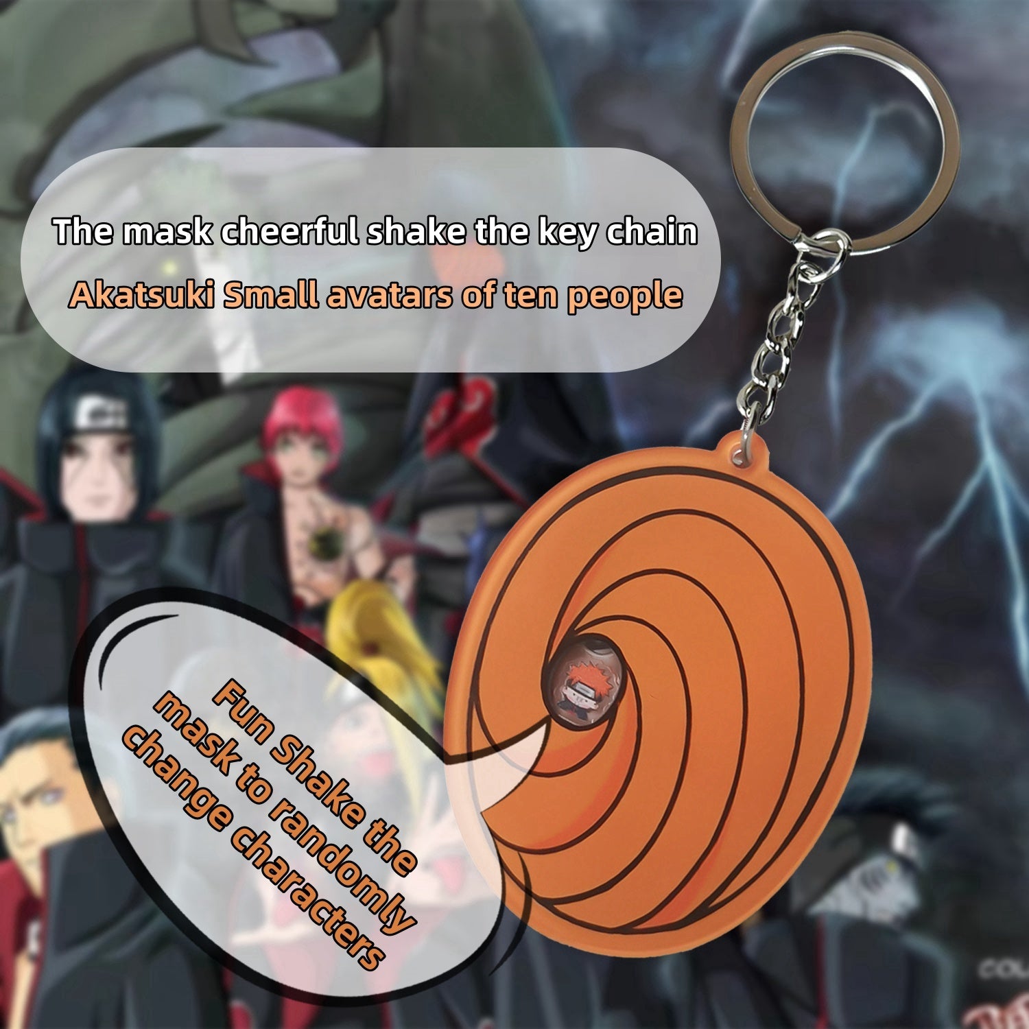 Akatsuki/Uchiha Obito mask cheerful shake Keychain - Ideal Hanging Ornament