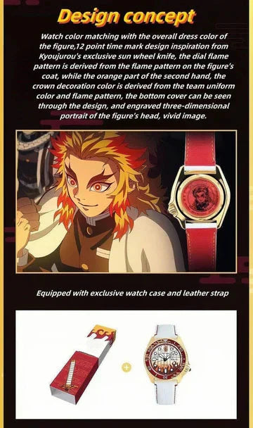 Rengoku Kyoujurou Men's and women's all-purpose quartz watch,100 meter waterproof watch