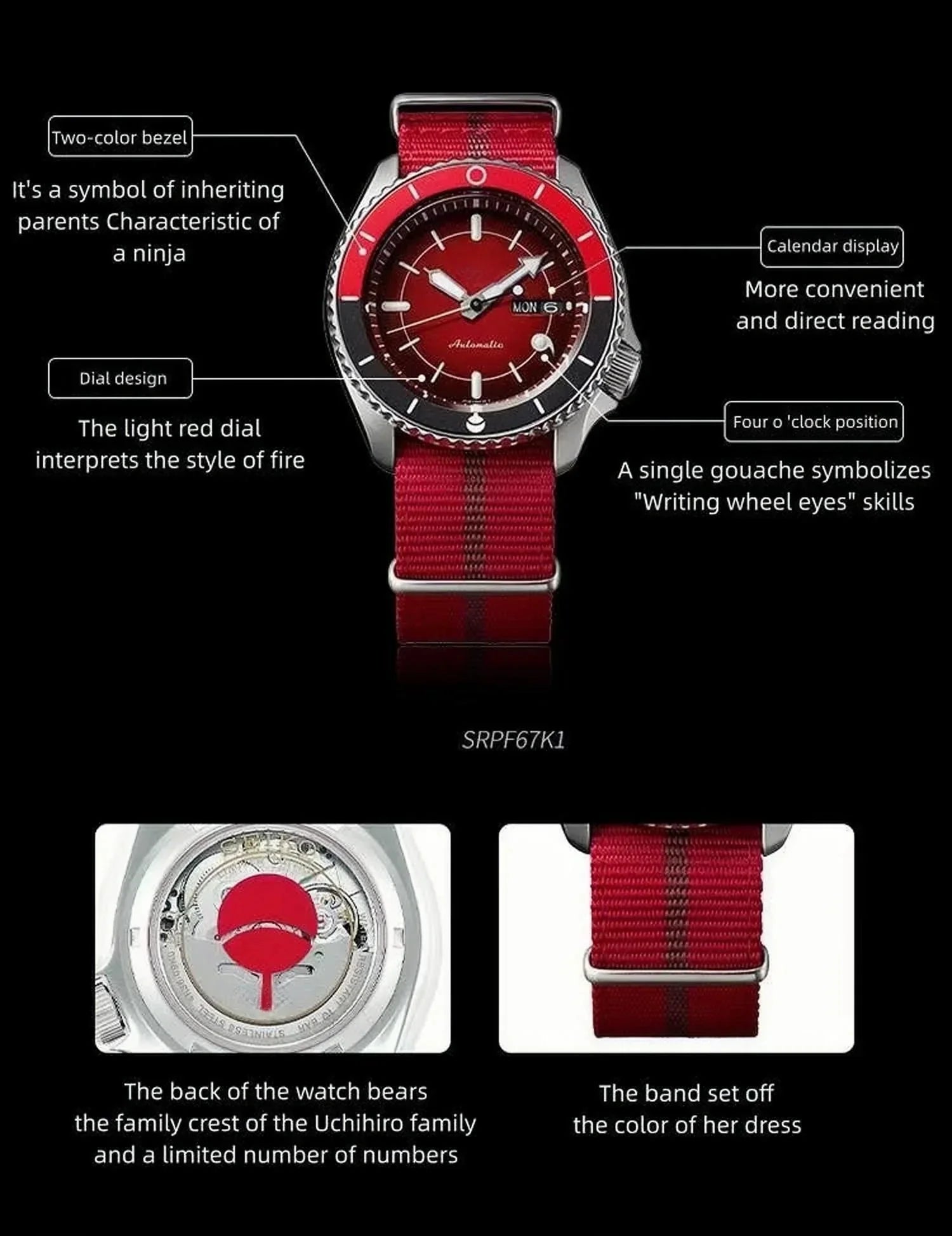 Uchiha Sarada Men's and women's all-purpose quartz watch,100 meter waterproof watch