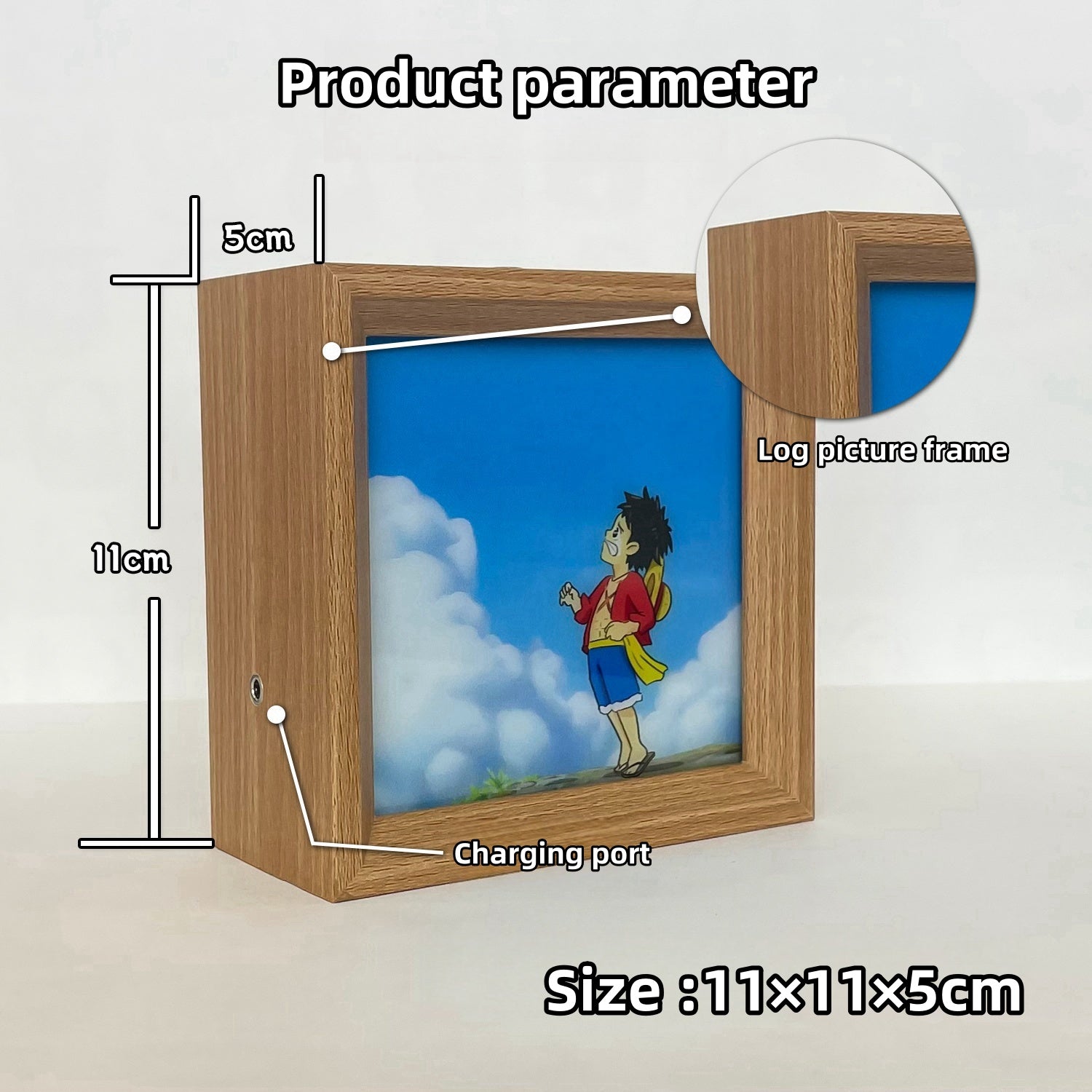 Luffy/Ace Luminous solid wood decorative painting small night light picture frame painting decoration