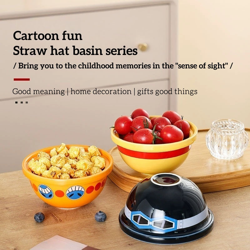 Luffy/Ace/Sabo Straw hat shaped ceramic bowl - The original hat can also be used to hold food