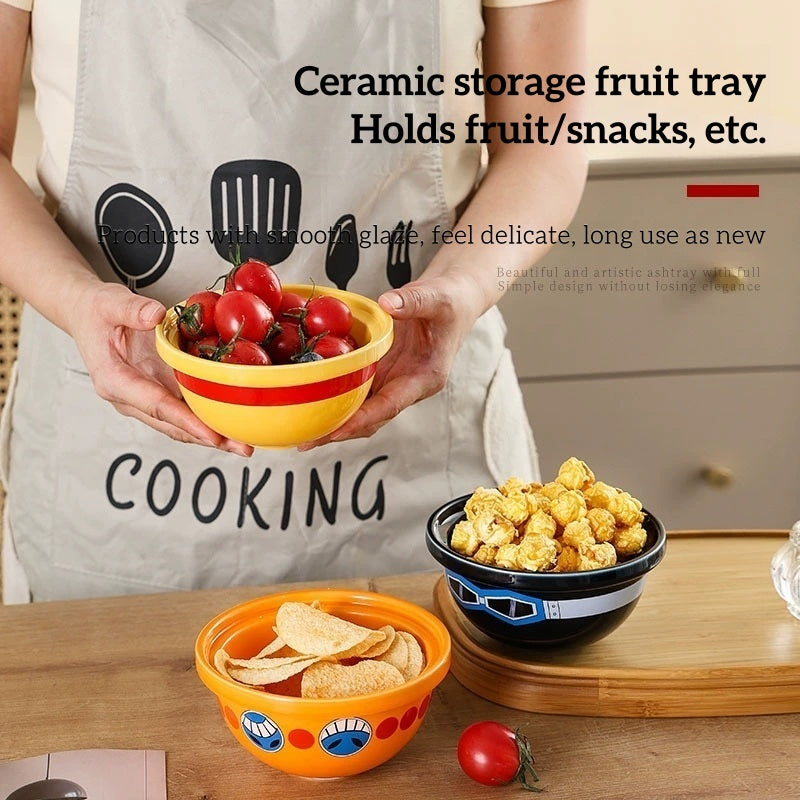 Luffy/Ace/Sabo Straw hat shaped ceramic bowl - The original hat can also be used to hold food
