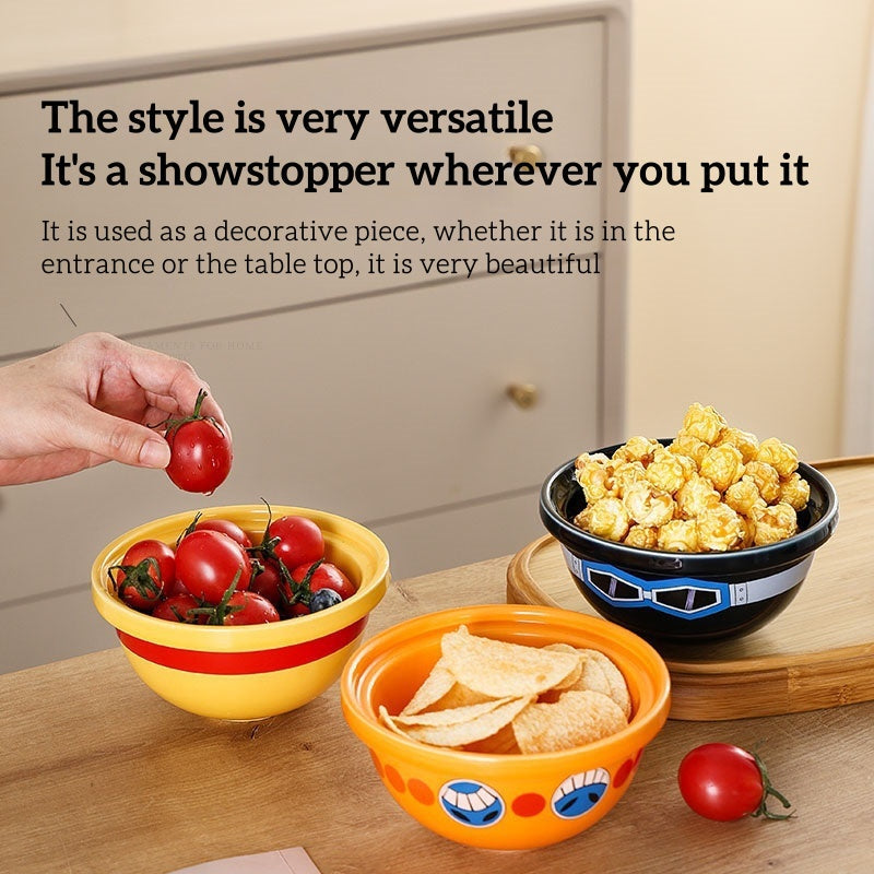 Luffy/Ace/Sabo Straw hat shaped ceramic bowl - The original hat can also be used to hold food